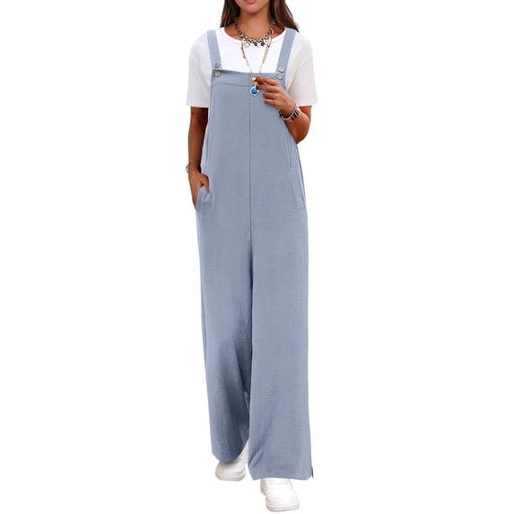 ANRABESS Women's Overalls Jumpsuit Summer Casual Wide Leg Pants, Loose Bib One Piece Outfit with Pockets and Adjustable Straps