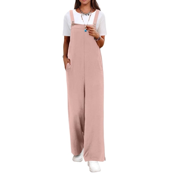 ANRABESS Women's Overalls Jumpsuit Summer Casual Wide Leg Pants, Loose Bib One Piece Outfit with Pockets and Adjustable Straps
