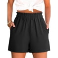 thumbnail image 1 of ANRABESS Shorts for Women,Dressy Casual Elastic High Waisted Shorts, Comfy Breathable Lightweight Short,Summer Shorts for Beach,Travel & Vacation Black Small, 1 of 10