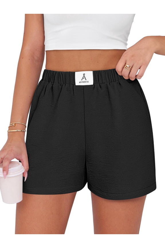 Shorts for Women Summer Beach Cover Ups Casual High Waist Flowy Wide Leg 2026 Spring Vacation Lounge Shorts Black Large