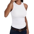 thumbnail image 1 of ANRABESS Sleeveless Tank Tops for Women High Neck Racerback Ribbed Knit Top Summer 2026 Casual Basic Slim Fit Workout Shirts White Medium, 1 of 9
