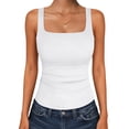 thumbnail image 1 of ANRABESS Tank Top for Women Summer 2026 Double Lined Sleeveless Square Neck Basic Tight Workout Tees Shirts White X-Small, 1 of 12