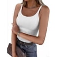 thumbnail image 1 of ANRABESS Women's Spaghetti Strap Ribbed Tank Top Sleeveless Camisole Tops Slim Fitted Scoop Neck Going Out Tops Basic Layering Shirts Summer Outfits White S, 1 of 12