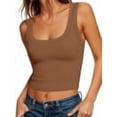 thumbnail image 1 of ANRABESS Crop Tops for Women Square Neck Sleeveless Ribbed Tank Tops Slim Fitted Basic Tee Shirts Cami Summer Clothes Brown L, 1 of 12