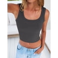 thumbnail image 1 of ANRABESS Crop Tops for Women Square Neck Sleeveless Ribbed Tank Tops Slim Fitted Basic Tee Shirts Cami Summer Clothes Charcoal M, 1 of 12