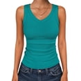 thumbnail image 1 of ANRABESS Tank Tops for Women V Neck Ribbed Knit Slim Fitted Sleeveless Basic Tee Tanks Casual Summer Clothes 2026 Teal XS, 1 of 10