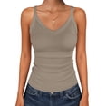 thumbnail image 1 of ANRABESS V Neck Tank Tops for Women Ribbed Knit Camisole 2026 Summer Casual Sleeveless Slim Fitted Basic Cami Shirts Clothes Light Khaki XX-Large, 1 of 10