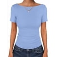 thumbnail image 1 of ANRABESS Women Boat Neck Tops Short Sleeve T-Shirts Ribbed Knit Tight Fitted Basic Tees Shirts 2026 Summer Clothes sky blue Small, 1 of 10