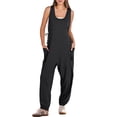 thumbnail image 1 of ANRABESS Harem Jumpsuit for Women Sleeveless Baggy Overalls Romper with Pockets, Drawstring Loose Summer One Piece Outfit Size M, 1 of 8