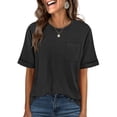thumbnail image 1 of ANRABESS Oversized T Shirts for Women Short Sleeve Crewneck Basic Tee Loose Casual Summer Top with Pocket Black Large, 1 of 8