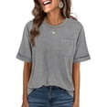 thumbnail image 1 of ANRABESS Oversized T Shirts for Women Short Sleeve Crewneck Basic Tee Loose Casual Summer Top with Pocket Gray X-Large, 1 of 8