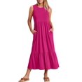 thumbnail image 1 of ANRABESS Women Summer Casual Sleeveless Crewneck Sundress Aline Flowy Tiered Maxi Long Beach Dress Vacation Outfits MediumRed, 1 of 12