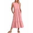 thumbnail image 1 of ANRABESS Women Summer Casual Sleeveless Crewneck Sundress Aline Flowy Tiered Maxi Long Beach Dress Vacation Outfits SmallPink, 1 of 12