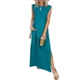 thumbnail image 1 of ANRABESS Summer Casual Sleeveless Maxi Dress for Women Crewneck Loose Split Wrinkle-Free Travel Vacation Long Dress Beach Sundress with Pockets Lake Blue M, 1 of 12