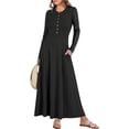thumbnail image 1 of ANRABESS Women's Long Sleeve Maxi Dress 2026 Spring Casual Button Fit & Flare A-Line Swing Flowy Long Dresses Winter Trendy Black Floral Small, 1 of 10