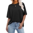 thumbnail image 1 of ANRABESS Womens Oversized T Shirts for Women Short Sleeve Summer Tops Crew Neck Loose Fit Casual Basic Tees Shirts Trendy Fashion Clothes Black Large, 1 of 10