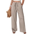thumbnail image 1 of ANRABESS Womens Casual Wide Leg Pants Elastic Waist Drawstring Lightweight Flowy Beach Palazzo Pants with Pockets, 1 of 8