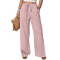 thumbnail image 1 of ANRABESS Womens Casual Wide Leg Pants Elastic Waist Drawstring Lightweight Flowy Beach Palazzo Pants with Pockets, 1 of 8