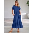 thumbnail image 1 of ANRABESS Womens 2026 Summer Casual Maxi Dress A line Tiered Flowy Short Sleeve Crewneck T Shirt Beach Travel Long Dresses Large, 1 of 9
