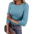 thumbnail image 1 of ANRABESS Womens 3/4 Long Sleeve Tops Ribbed Knit Slim Fitted Shirts Basic Tee Fall Outfits 2026 Fashion Y2K Clothes Sky Small, 1 of 12