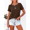 thumbnail image 1 of ANRABESS Womens Boat Neck Tops Short Sleeve T-Shirts Causal Fashion Tee Shirts 2026 Summer Spring Clothes Brown Small, 1 of 7