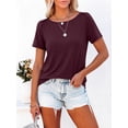 thumbnail image 1 of ANRABESS Womens Boat Neck Tops Short Sleeve T-Shirts Causal Fashion Tee Shirts 2026 Summer Spring Clothes Burgundy Small, 1 of 7