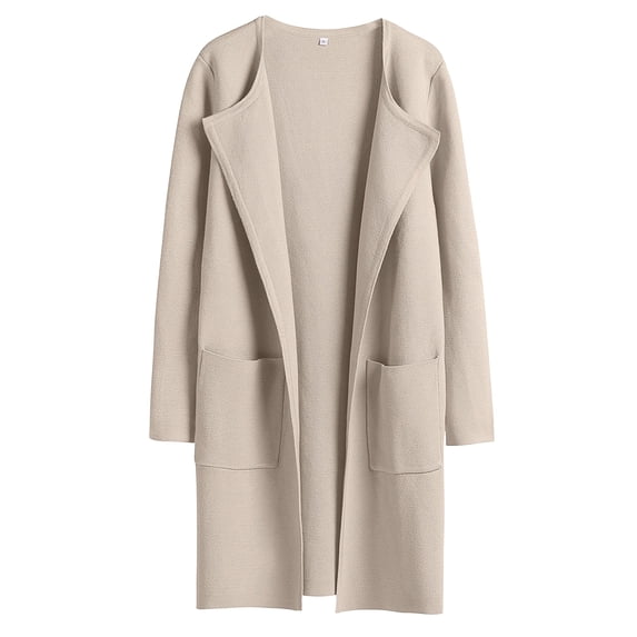 ANRABESS Womens Cardigan Sweater Open Front Knit Long Coatigan Dressy Casual Jacket Coat 2026 Fall Outfits Classy Clothes Light Khaki X-Large