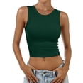thumbnail image 1 of ANRABESS Women Basic Crop Tank Tops Casual Ribbed Knit Workout Tops Sleeveless Shirts Tight High Neck Camisole Women Girls Summer Clothes Deep Green M, 1 of 11