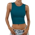 thumbnail image 1 of ANRABESS Women Basic Crop Tank Tops Casual Ribbed Knit Workout Tops Sleeveless Shirts Tight High Neck Camisole Women Girls Summer Clothes Indigo XXL, 1 of 11