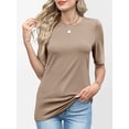 thumbnail image 1 of ANRABESS Womens Half Sleeve Tops Crewneck Shirts Basic Fit Tee Trendy 2026 Spring Summer Business Casual T-Shirts Light Khaki S, 1 of 7