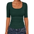 thumbnail image 1 of ANRABESS Womens Scoop Neck Tops Half Sleeve Ribbed Knit Slim Fitted T Shirts Summer Casual Basic Tee Going Out Shirts, 1 of 10