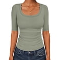 thumbnail image 1 of ANRABESS Womens Scoop Neck Tops Half Sleeve Ribbed Knit Slim Fitted T Shirts Summer Casual Basic Tee Going Out Shirts, 1 of 10