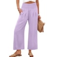 thumbnail image 1 of ANRABESS Womens High Waisted Palazzo Pants Lightweight Casual Fall Pants Loose Lounge Pants Flowy Wide Leg Trousers for Beach Travel Vacation Light Purple XL, 1 of 8