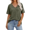 thumbnail image 1 of ANRABESS Womens Oversized Acid Washed T-Shirt Short Sleeve Vintage Casual V Neck Tops 2026 Summer Basic Tee Trendy Clothes Army Green XX-Large, 1 of 8