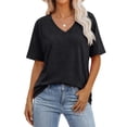 thumbnail image 1 of ANRABESS Womens Oversized Acid Washed T-Shirt Short Sleeve Vintage Casual V Neck Tops 2026 Summer Basic Tee Trendy Clothes Black Large, 1 of 8
