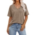 thumbnail image 1 of ANRABESS Womens Oversized Acid Washed T-Shirt Short Sleeve Vintage Casual V Neck Tops 2026 Summer Basic Tee Trendy Clothes Coffee Small, 1 of 8