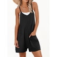 thumbnail image 1 of ANRABESS Summer Jumpsuits for Women 2026 Casual Adjustable Spaghetti Strap Rompers for Women Outfits Sleeveless Loose Shorts Overalls with Pockets Black XS, 1 of 10