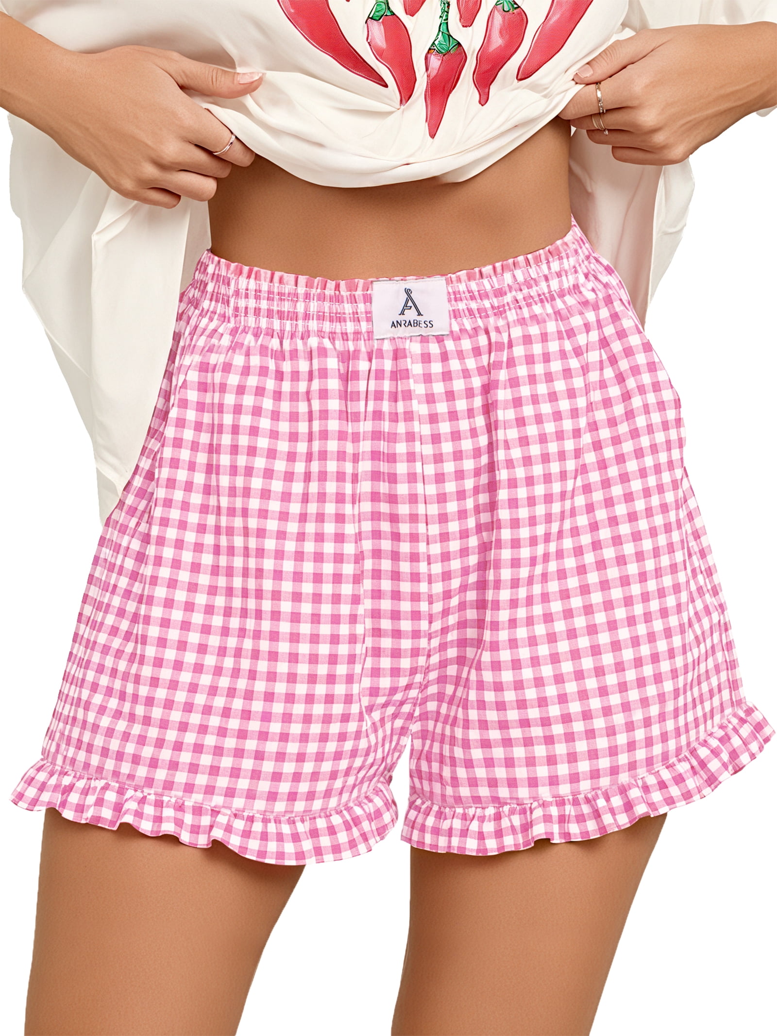ANRABESS, Womens Ruffle Boxer Shorts, Large, White - Walmart.com