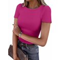 thumbnail image 1 of ANRABESS Womens Short Sleeve Tops Crewneck Ribbed Knit Slim Fit Basic Tee Casual Fall Fitted T Shirt, 1 of 9