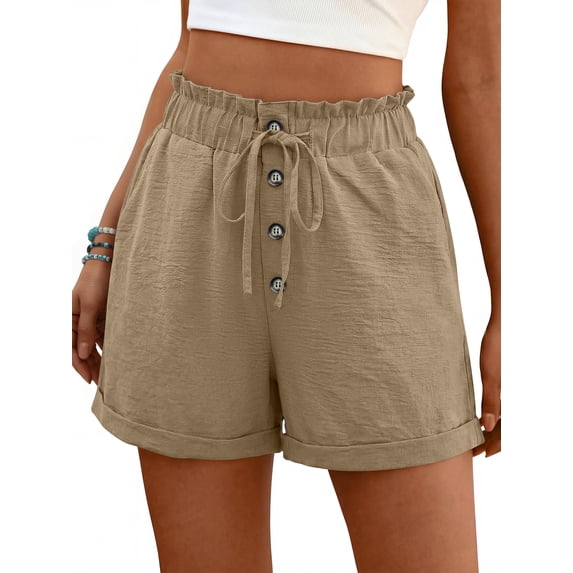 ANRABESS High Waisted Shorts for Women Summer Drawstring Paperbag Waist Shorts, Loose Wide Leg Lounge Beach Shorts with Pockets