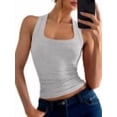 thumbnail image 1 of ANRABESS Womens Scoop Neck Ribbed Tank Tops Knit Sleeveless Racerback Workout Tops Slim Fitted Basic Cami Shirts Casual Summer Outfits Bright Gray XS, 1 of 12