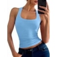 thumbnail image 1 of ANRABESS Womens Scoop Neck Ribbed Tank Tops Knit Sleeveless Racerback Workout Tops Slim Fitted Basic Cami Shirts Casual Summer Outfits Sky Blue XL, 1 of 12