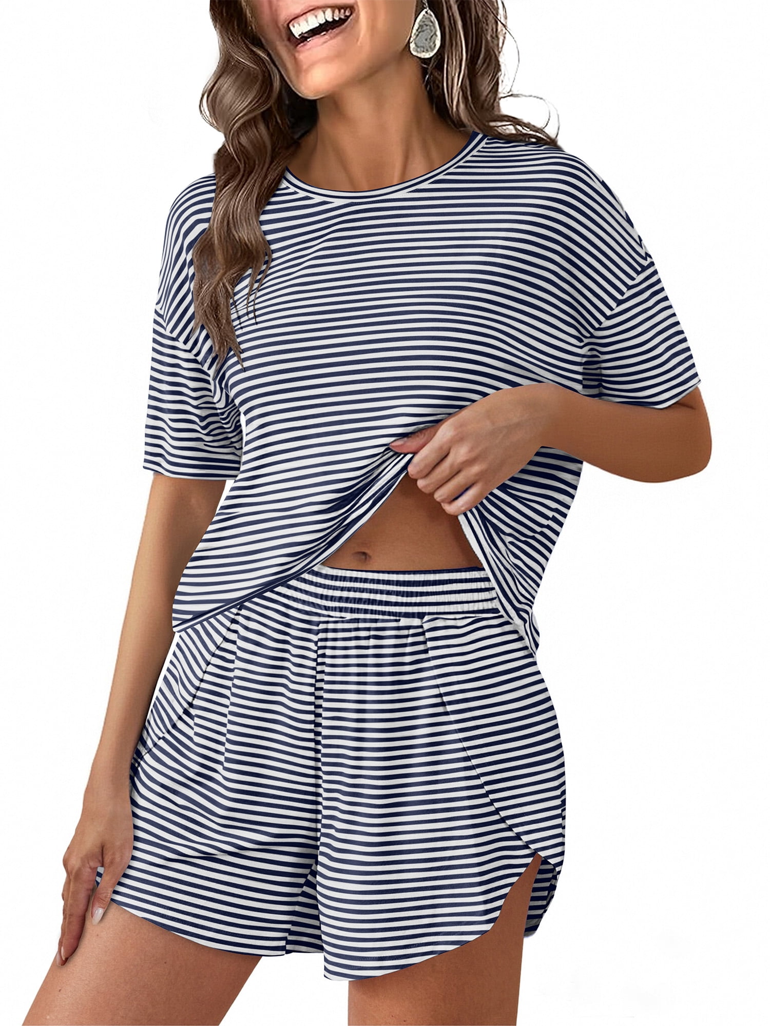 ANRABESS Womens Striped Pajamas Sets 2026 Summer 2 Piece Lounge ...