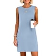 thumbnail image 1 of ANRABESS Women's Summer Sleeveless Tank Dress, Crewneck Mini Sundress with Side Slit, Wrinkle-Free Casual Beach Travel Vacation Dress Light blue XX-Large, 1 of 8