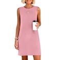 thumbnail image 1 of ANRABESS Women's Summer Sleeveless Tank Dress, Crewneck Mini Sundress with Side Slit, Wrinkle-Free Casual Beach Travel Vacation Dress Pink Medium, 1 of 8