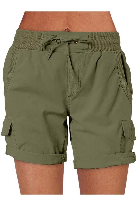 Womens Summer Shorts 2026 Dressy Casual Hiking Cargo Shorts Trendy Outdoor Outfits 6 Pockets Olive X-Large