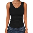 thumbnail image 1 of ANRABESS Womens Tank Tops 2026 Ribbed V Neck Summer Tops Basic Slim Fitted Sleeveless T Shirts Soft Knit Cami Tee Casual Layering Shirts Black XXL, 1 of 13