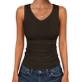 thumbnail image 1 of ANRABESS Womens Tank Tops 2026 Ribbed V Neck Summer Tops Basic Slim Fitted Sleeveless T Shirts Soft Knit Cami Tee Casual Layering Shirts Deep Brown XL, 1 of 13