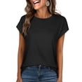 thumbnail image 1 of ANRABESS Womens Tops Summer Cap Sleeve Basic Tee Shirts 2026 Trendy Loose Fit Casual Dressy Business Work Tshirts Clothes Black S, 1 of 12
