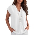 thumbnail image 1 of ANRABESS Women Tops V Neck T Shirts Cap Sleeve Business Casual Tops for Women Summer Loose Fit Dressy Work Office Blouses Cute Clothes Trendy Outfits White M, 1 of 11